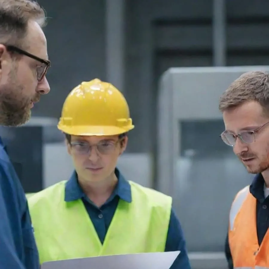 Équipe industrielle échangeant sur la prévention des risques liés aux horaires postés