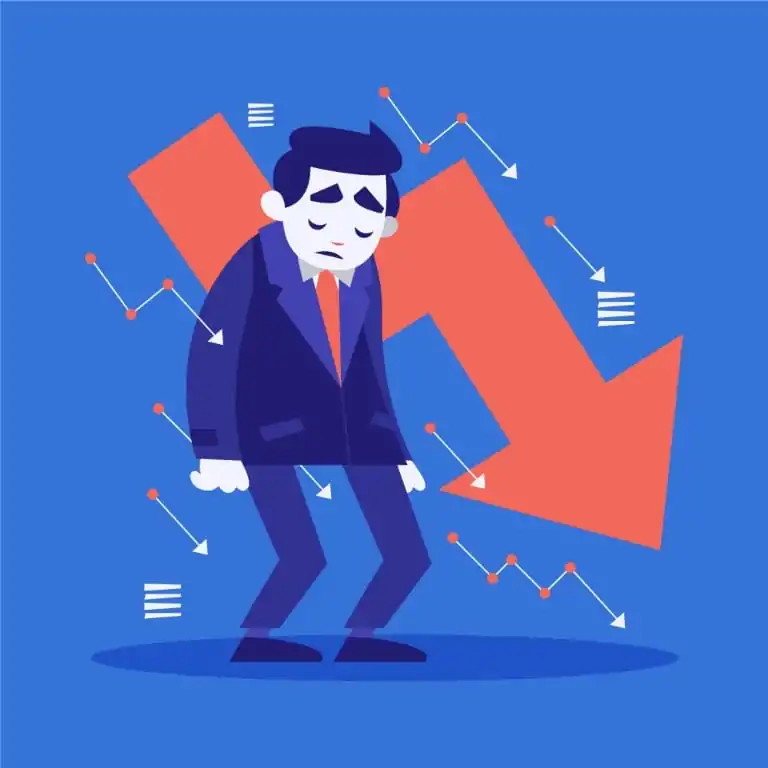 Illustration représentant un chef d'entreprise dépité à cause de la fermeture de sa société.