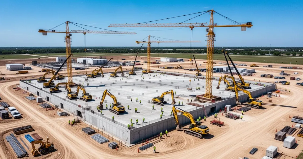 Chantier d'une usine en construction